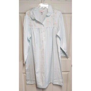 Oscar De La Renta Pink Label White Size L Pink Flowers Embroidered Nightgown